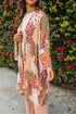 White Boho Patchwork Floral Open Front Kimono